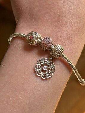 Pandora Set of Pink CZ Charms & Clip